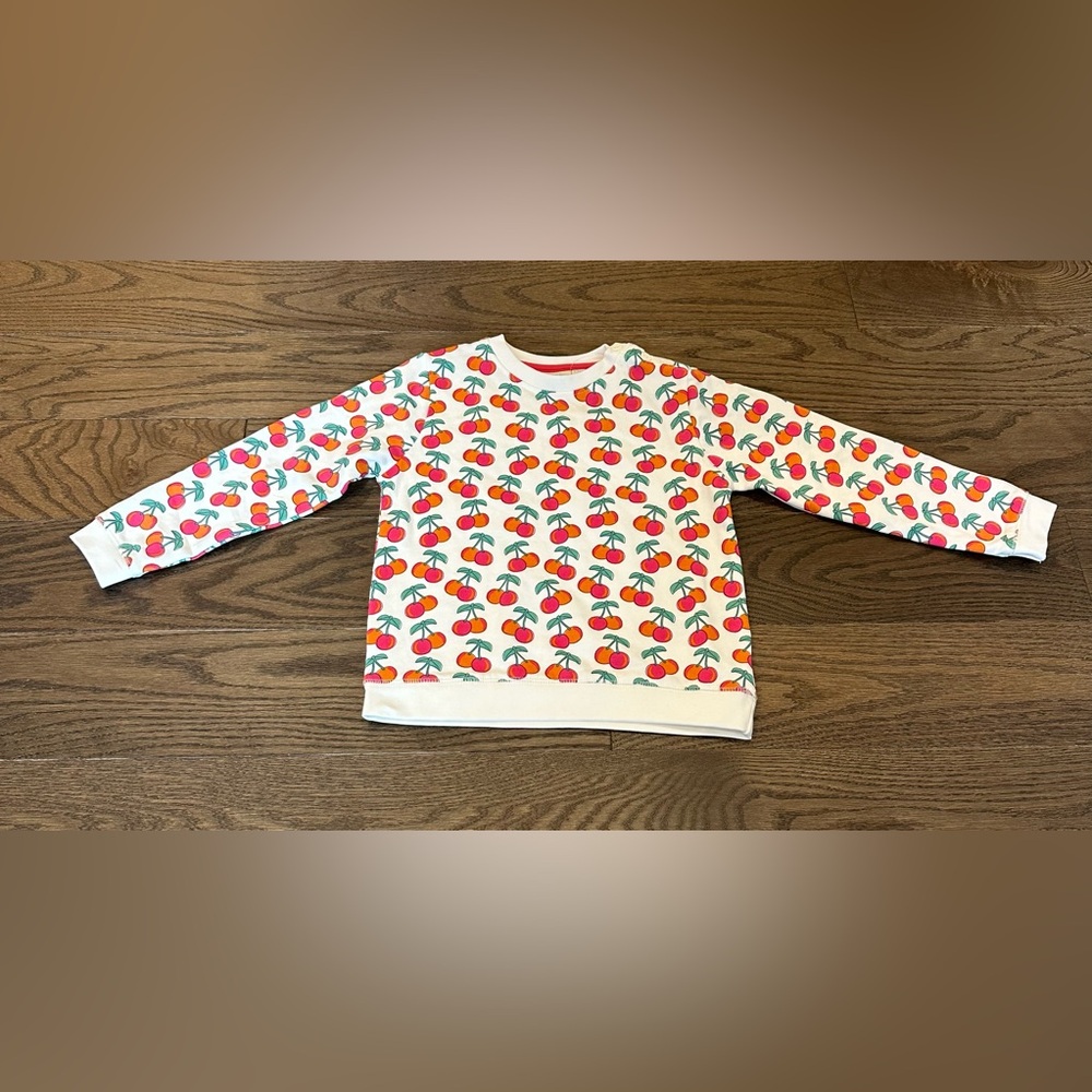 Jojo Maman Bebe Cream Girls' Cream Cherry Print Sweatshirt 4-5yrs NWT